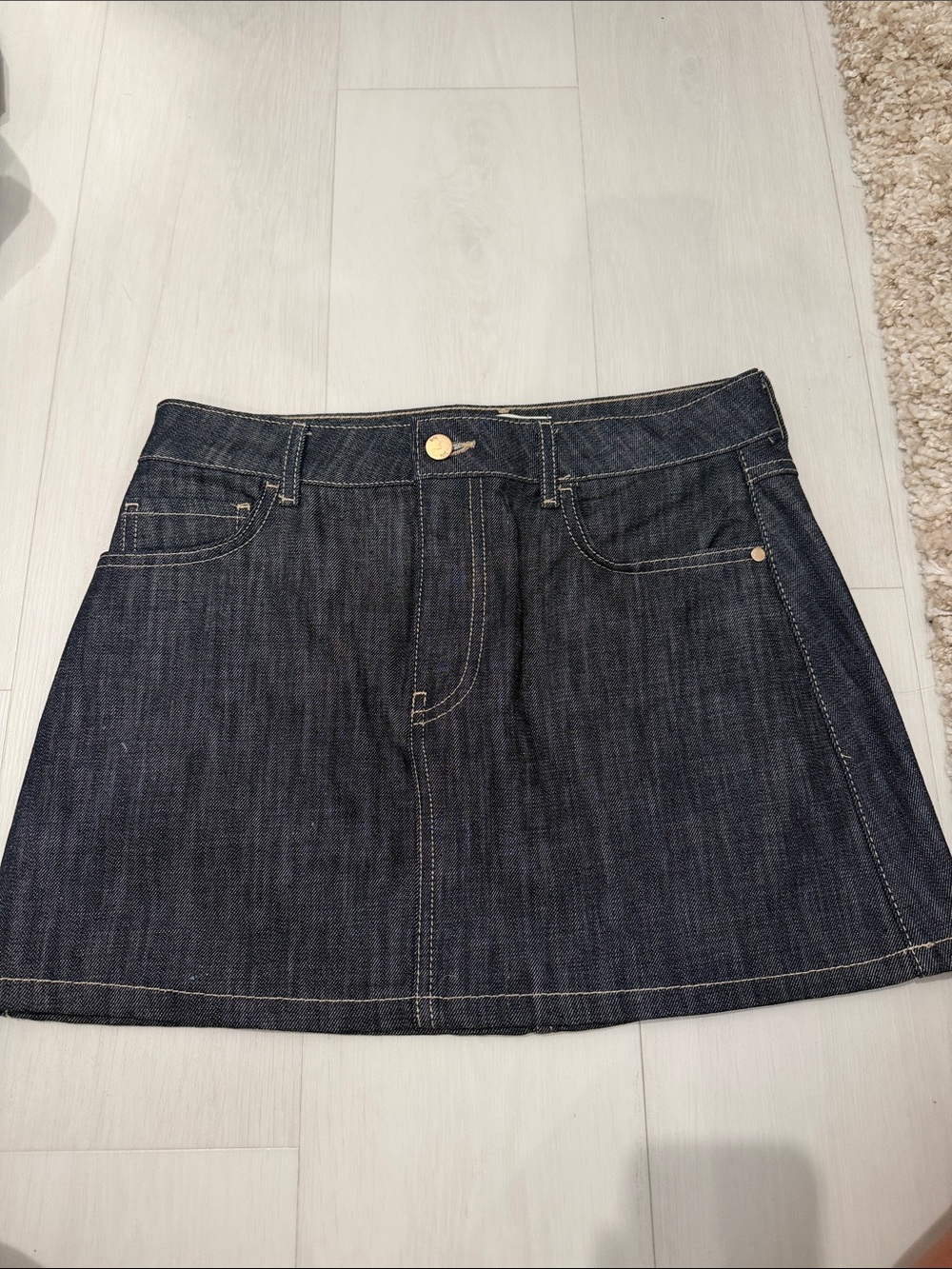 Zara Dark Indigo Denim A-Line Mini Skirt